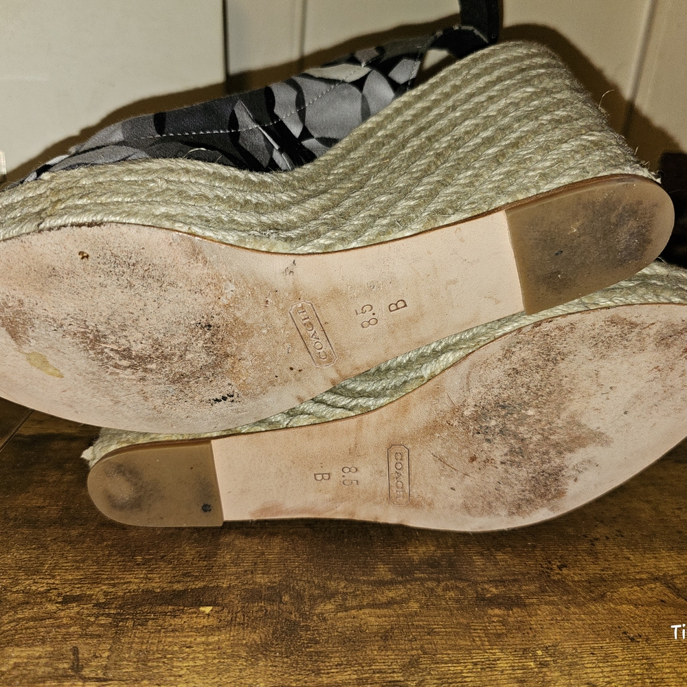 COACH MARITZA Platform Espadrilles WEDGE SANDALS PEEP TOE size 8.5 - Picture 6 of 7